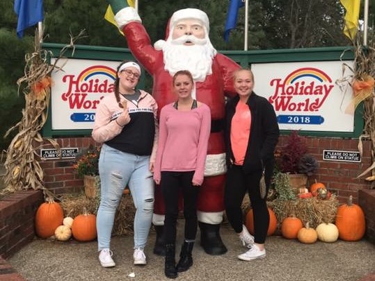 Lori, Jesse, and Mariah at Holiday World in Santa Claus, Indiana. October 14, 2018.
