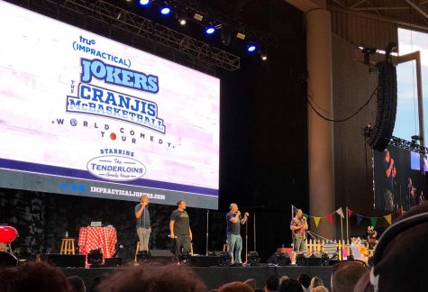 Murr, Sal, Joe, and Q at the Impractical Jokers Live: Cranjis McBasketball Summer Spectacular World Comedy Tour. August 11, 2019.