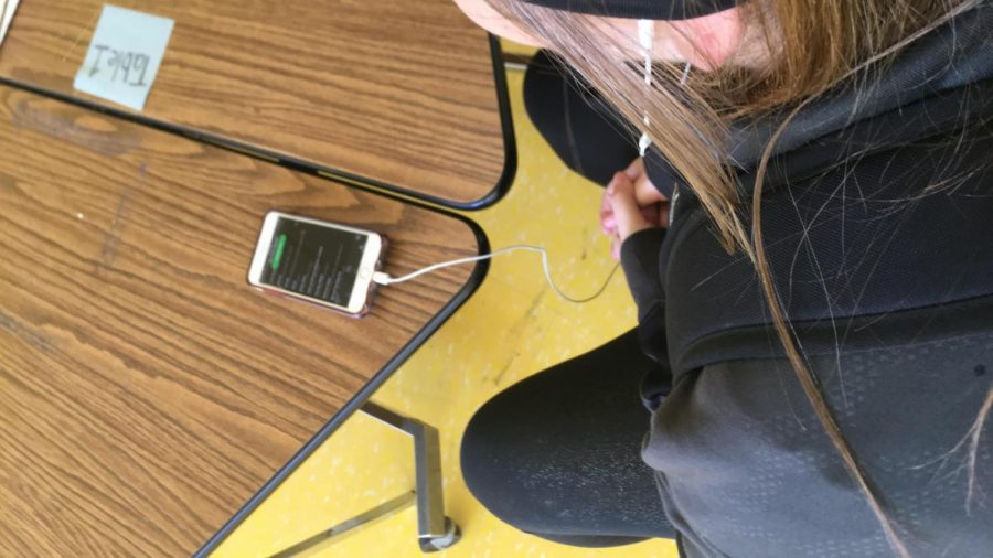 A CJHS student listening to some of todays top hits.