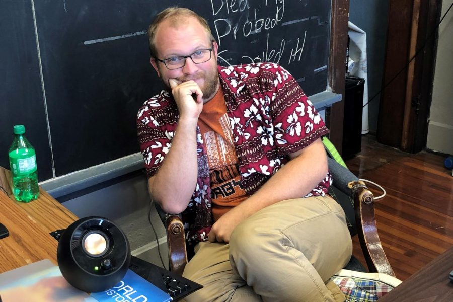 Mr. Parr sporting a burgundy shirt white a white flower pattern.