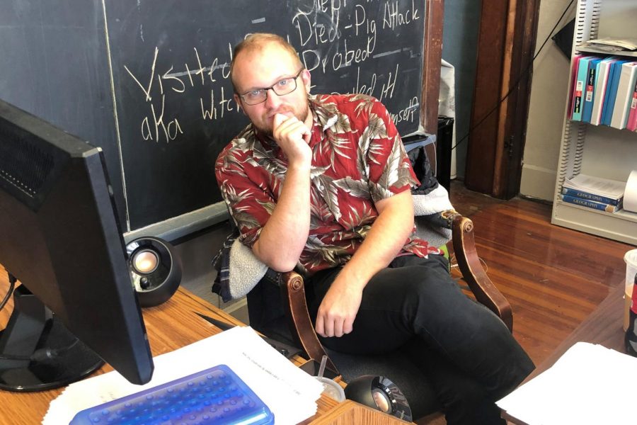 Mr. Parr looking dapper in his maroon shirt with palm leaf print.