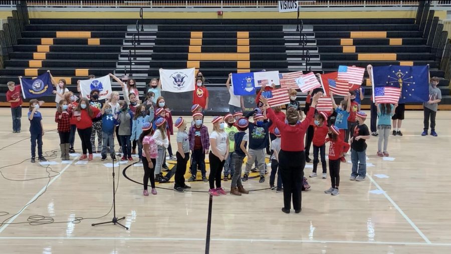 Students at Myers Elementary perform their annual Veterans Day musical medley.